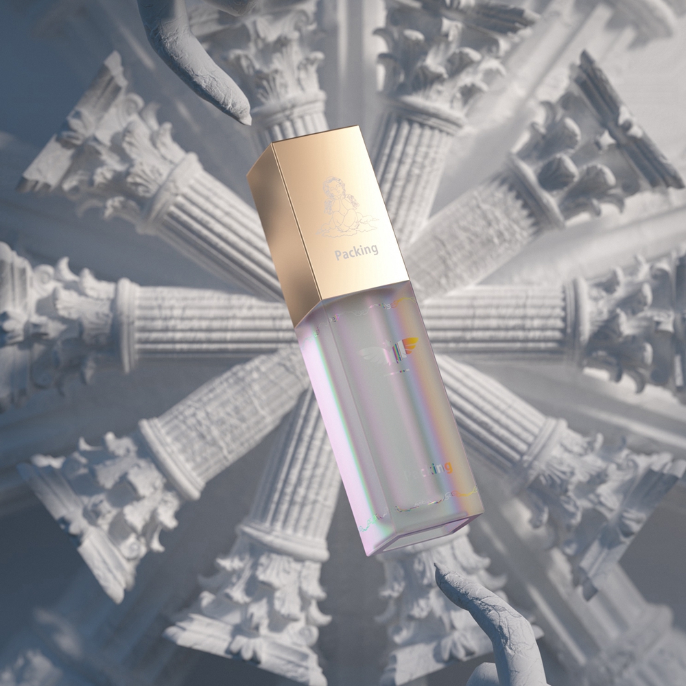 Novo design de alta qualidade 4 ml redondos tubos de brilho labial ouro cosmético com pincel