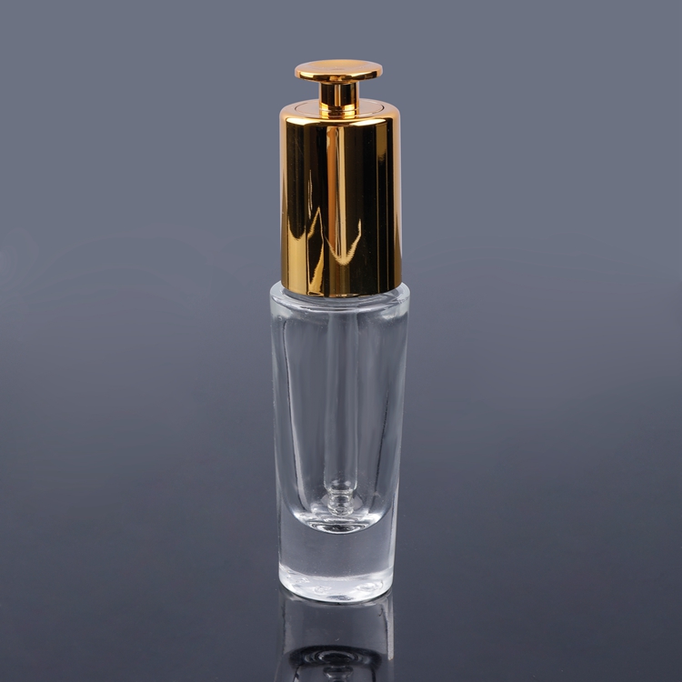 Embalagem Fabricação de Ouro 15ml Frasco de Soro de Vidro Reutilizável Frasco Conta-gotas Cosmético Óleo Essencial