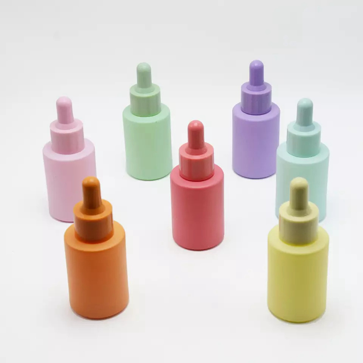 Private Label Atacado Logo Personalizado Cor Pastel Rosa Azul 30ml Vidro Soro Branco Frasco conta-gotas