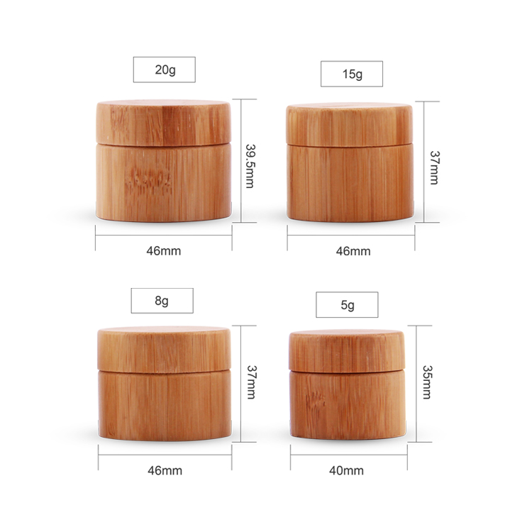 Frascos de bambu de embalagem cosmética atacado 5g 8g 15g 20g 30g 50g 100g 150g 200g 250g pp frascos cosméticos de bambu com tampa de bambu 