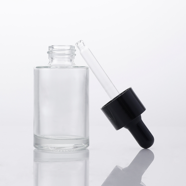 Garrafas de embalagem de óleo essencial com conta-gotas de vidro transparente óleo personalizado 30 ml frasco conta-gotas de vidro 