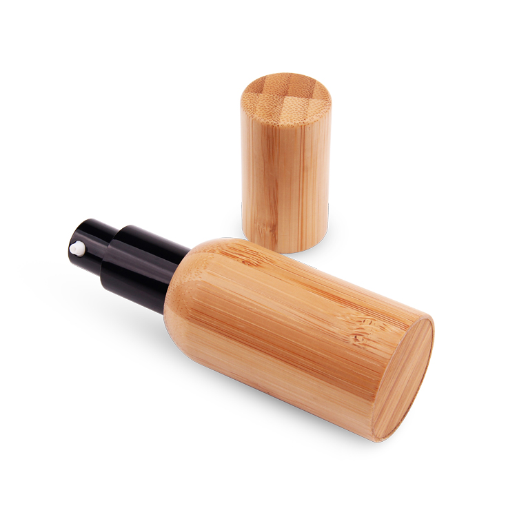 Plástico biodegradável 30 ml shampoo cosmético de bambu PP frasco de spray de névoa fina de plástico com tampa de bambu