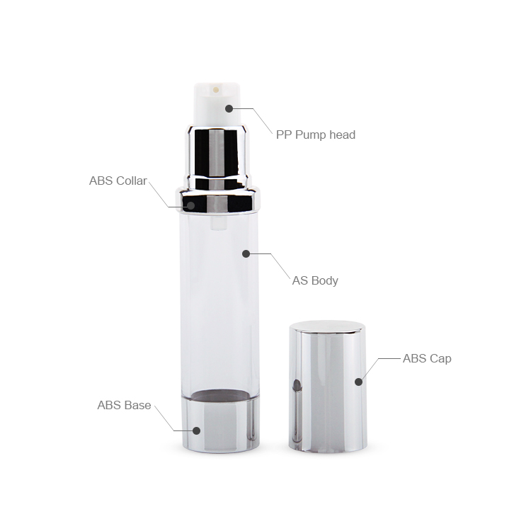 Embalagem de cosméticos de design mais recente personalizado embalagem cosmética como pp pe 15/20/30 ml frasco de bomba de loção sem ar para cuidados com a pele
