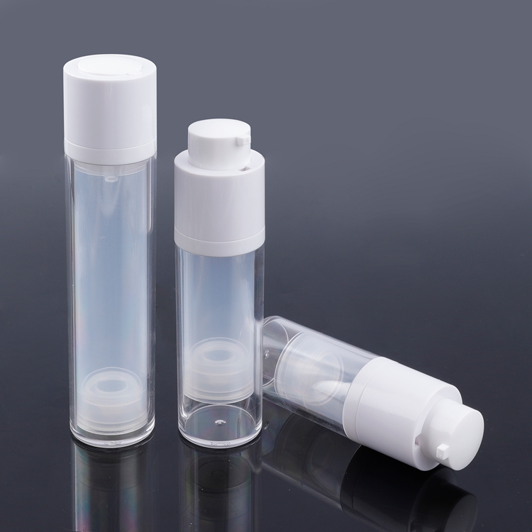 Pequena capacidade 15ml 30 ml 50ml cabeça da bomba abs garrafa hidratante portátil embalagem cosmética garrafa airless