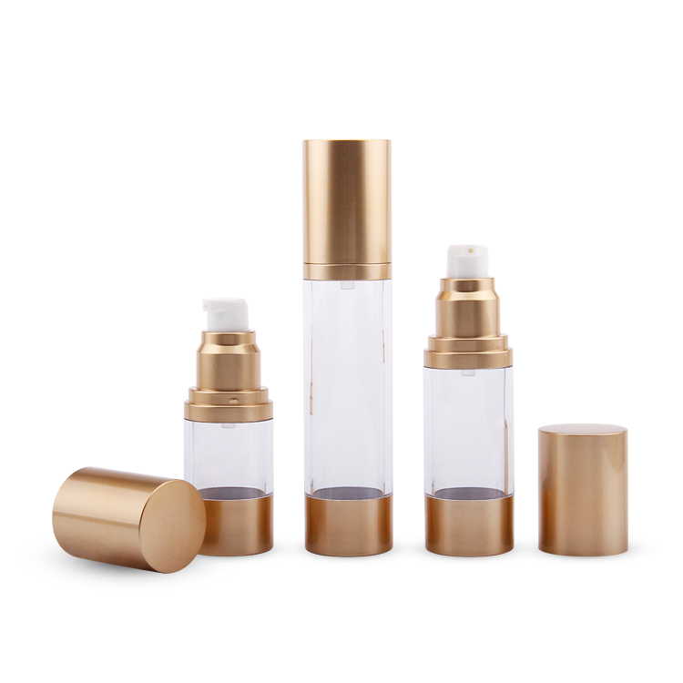 Embalagens de Cuidados Pessoais Embalagens de Cosméticos AS PP PE 15/30/50ML Transparente Airless Bomba Frasco Cosméticos Ouro