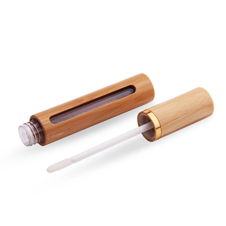 Tubo de brilho labial personalizado com pincel novo recipiente de cosméticos 7ml tubo de brilho labial com bambu 
