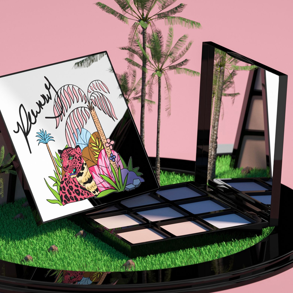 Estojo para blush estético Nine-house Lattice 2g*9 ABS Retângulo Estojo vazio para sombra com pincel